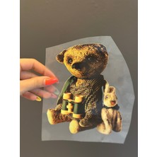 Gönülden Tasarım Ütü Ile Yapışan Tasarım  Dürbünlü Ayı Transfer Baskı Arma 18X14 cm