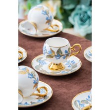 Acar HXF-06924 Orville Mavi 6'lı Porselen Kahve Fincan Takımı
