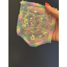 Gönülden Tasarım Boncuk Payet Işleme Kalpli Cep Arma  Aplike 12X10 cm