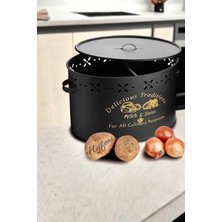 Sedoa Büyük Boy Bölmeli Lüx Metal Patates-Soğan Kovası Sepeti 18 Lt Siyah