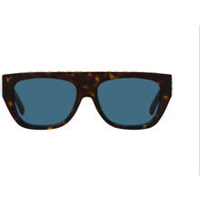 Stella Mccartney Kadın Güneş Gözlüğü - Dikdörtgen Havana Kemik Çerçeve Koyu Gri Tek Renk Cam UV400 SC40048I 5552V