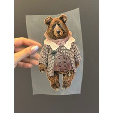 Gönülden Tasarım Ütü Ile Yapışan Tasarım Ayı Transfer Baskı Arma 19X10 cm