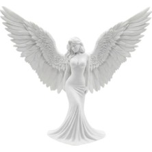 Machnera Sanatsal Melek Heykeli Kanatlı Kadın Figürlü 3D Dekoratif Biblo