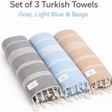 AQUATOLIA Aquatolıa Kadyanda Peştemal 3 Adet- %100 Pamuk- 100X180 Cm- Peştemal- Plaj Havlusu- Çizgi Desen