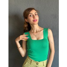 Gönülden Tasarım Yeşil Likralı Triko Kadın Bady S/m