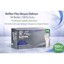 Epilons Reflex Flex Beyaz Eldiven M Beden 100’LÜ 1 Kutu Pudrasız Lateks Içermez Tek Kullanımlık Lazer Epila