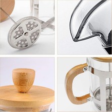 E-Bulurum Ahşap Detaylı 350 ml Cam French Press