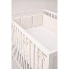 NGN Collection Beşik Kenar Koruyucu Tek Parça %100 Pamuk 60X120 cm 360 cm Koruyucu Puantiyeli Bebek Yan Koruma