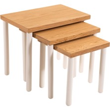 Fami Home | Bohem 3’lü Iç Içe Modern Ahşap Zigon Sehpa