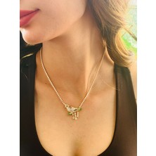 Gönülden Tasarım Zirkon Taş Sallantılı Kuş Kadın Kolye 22 cm