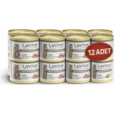 Lavital Kuzu Etli, Yabanmersini ve Zerdeçallı Sterilised Kısırlaştırılmış Kedi Konservesi 85GR x 12 Adet