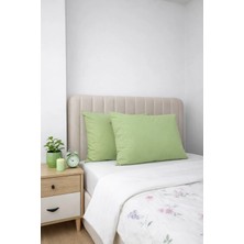 Miracolo Home Yeşil %100 Pamuk 50X70 cm Düz Renk Yumuşak Dokulu Kapaklı Yastık Kılıfı 2'li Set
