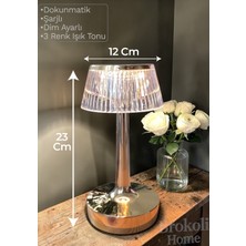 Brokoli Home Dokunmatik Masa Gece Lambası Dokunmatik Lamba Abajur LED Şarjlı Masa Lambası Ledli Lamba Gold 21 cm