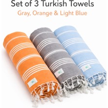 AQUATOLIA Aquatolıa Kadyanda Peştemal 3 Adet- %100 Pamuk- 100X180 Cm- Peştemal- Plaj Havlusu- Çizgi Desen