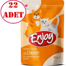 Enjoy Kedi Pouch Tavuklu Yaş Mama Sos Içinde Et Parçacıklı 85 gr 22 Ad
