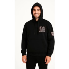 Deridün Yıldız Shoes Üç Iplik Kapüşonlu Ön ve Arka Baskılı Sweatshirt Hoodie - Siyah