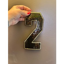 Gönülden Tasarım Ütü Ile Yapışan Pul Payetli 2 Rakamı Arma Dikiş Aplike 22X12 cm