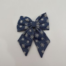 Mare Accessories Mavi Çiçek Desenli Fiyonk Saç Tokası