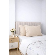 Miracolo Home Bej %100 Pamuk 50X70 cm Düz Renk Yumuşak Dokulu Kapaklı Yastık Kılıfı 2’li Set