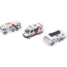 Indispensablely 3'lü Iş Makinaları Road Seti - Die Cast - DS044 - Ambulans