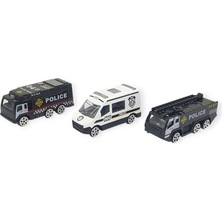 Indispensablely 3'lü Iş Makinaları Road Seti - Die Cast - DS044 - Polis
