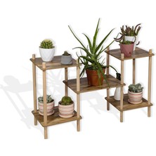 Asudehome Ev Gereçleri Asudehome Ahşap Saksı Standı 5 Raflı Bahçe Saksılık Çiçek Rafı Kahverengi No3