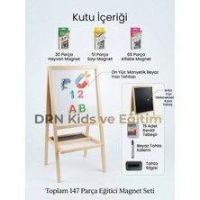 Drn Kids ve Eğitim Drn Kidsve Eğitim ,manyetik Çift Taraflı Yazı Tahtası 147 Parça Magnet,15 Renkli Tebeşir 1 Adet Silgi ve Kalem