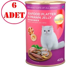 Smart Heart Kedi Konservesi Jöle Içinde Deniz Ürünleri ve Karidesli 400 gr 6 Ad