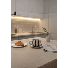 Mithra Life Siyah Çizgili 400 ml El Yapımı Seramik Çay Kahve Kupa Takımı MIT1325