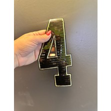 Gönülden Tasarım Ütü Ile Yapışan Pul Payetli 4 Rakamı Arma Dikiş Aksesuarı 22X12 cm