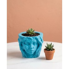 Adat Dekoratif 3D Kadın Yüzü Ağaç Tasarımlı Saksı Vazo Modern Ev Dekoru