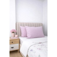 Miracolo Home Mor %100 Pamuk 50X70 cm Düz Renk Yumuşak Dokulu Kapaklı Yastık Kılıfı 2'li Set
