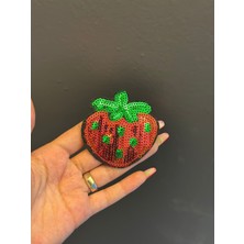 Gönülden Tasarım Ütü Ile Yapışan Payetli Çilek Arma Dikiş Aplike 7x6 cm