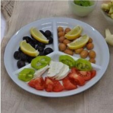 Abnturk 3 Bölmeli Kahvaltı Tabağı Emaye 23,5 cm Kahvaltı Sunumluk Çerezlik 3 Bölmeli Beyaz