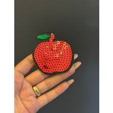 Gönülden Tasarım Ütü Ile Yapışan Payetli Elma Arma Dikiş Aplike 8x7 cm