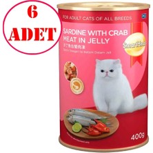Smart Heart Kedi Konservesi Jöle Içinde Yengeç ve Sardalyalı 400 gr 6 Ad