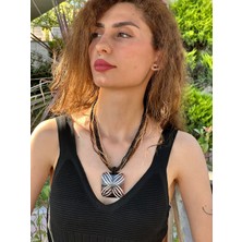 Gönülden Tasarım Cam Boyama Boncuklu Etnik Kadın Kolye 20 cm