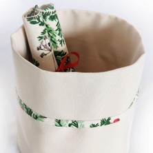 Alesta Home Alesta Home Çiçek Desen Biyeli Krem Pamuklu Dekoratif Sepet 20x20 cm SPT002