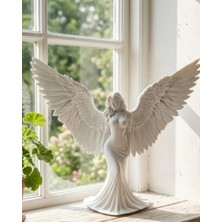 Teknodayım Sanatsal Melek Heykeli Kanatlı Kadın Figürlü 3D Dekoratif Biblo