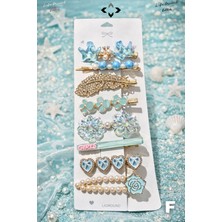 Liground 8 Pcs Kadın Toka Seti Renkli Inci Taşlı Fiyonk Detaylı Çıtçıt Toka Mandal Toka Hediye Saç Tokası Set