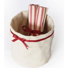 Alesta Home Alesta Home Kırmızı Kurdele Detaylı Pamuklu Dekoratif Sepet 20x20 cm SPT005