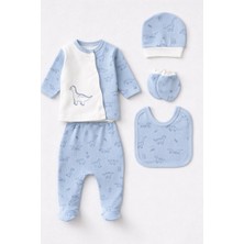 Rain Baby Bebek Takım Pamuklu 5 Parça Erkek Bebek Set 0-3 Aylık