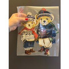 Gönülden Tasarım Renkli Ütü Ile Yapışan Ayı Kardeşler Transfer Baskı Arma 31X26 cm