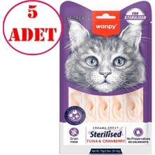 Wanpy Kısır Kedi Ödülü Ton Balıklı Kızılcıklı 14 gr x 5'li 5 Ad