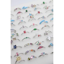 12'li Karışık Prenses Yüzük Seti - Gümüş