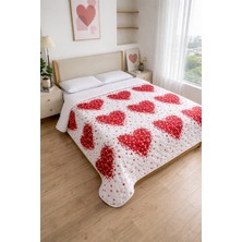 Kalp Desenli Çift Kişilik Pike 200X230 cm – Yazlık, Yumuşak ve Nefes Alabilir -Vijdan Life