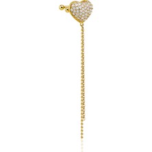 Mute Jewelry Taşlı Kalp Kıkırdak Earcuff Küpe