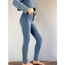 Gönülden Tasarım Licralı Kadın Yırtmaç Paça Denim Jeans Size 27