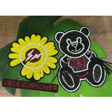 Gönülden Tasarım Nakış Payet Işleme Ayçiçeği ve Ayı Aplike Set Arma