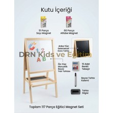Drn Kids ve Eğitim Drn Kidsve Eğitim ,manyetik Çift Taraflı Yazı Tahtası 117 Parça Magnet,15 Renkli Tebeşir 1 Adet Silgi ve Kalem